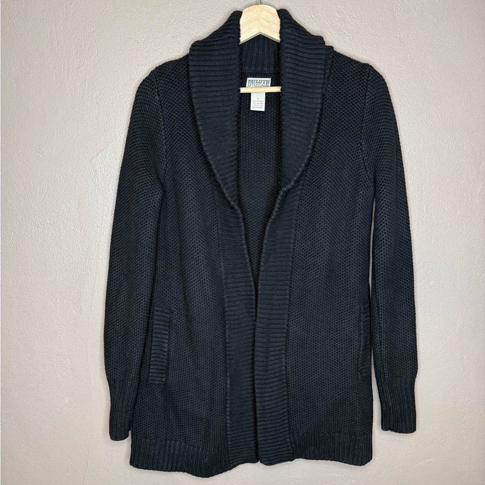 Duluth Trading Co Women's Black Heavyweight Knit Sweater Cardigan Size Small